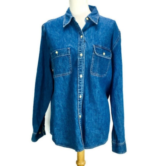 Lauren Ralph Lauren Tops - LRL LAUREN JEANS CO. blue denim womens top sz XL Lauren Ralph Lauren Tops - LRL LAUREN JEANS CO. blue denim womens top sz XL